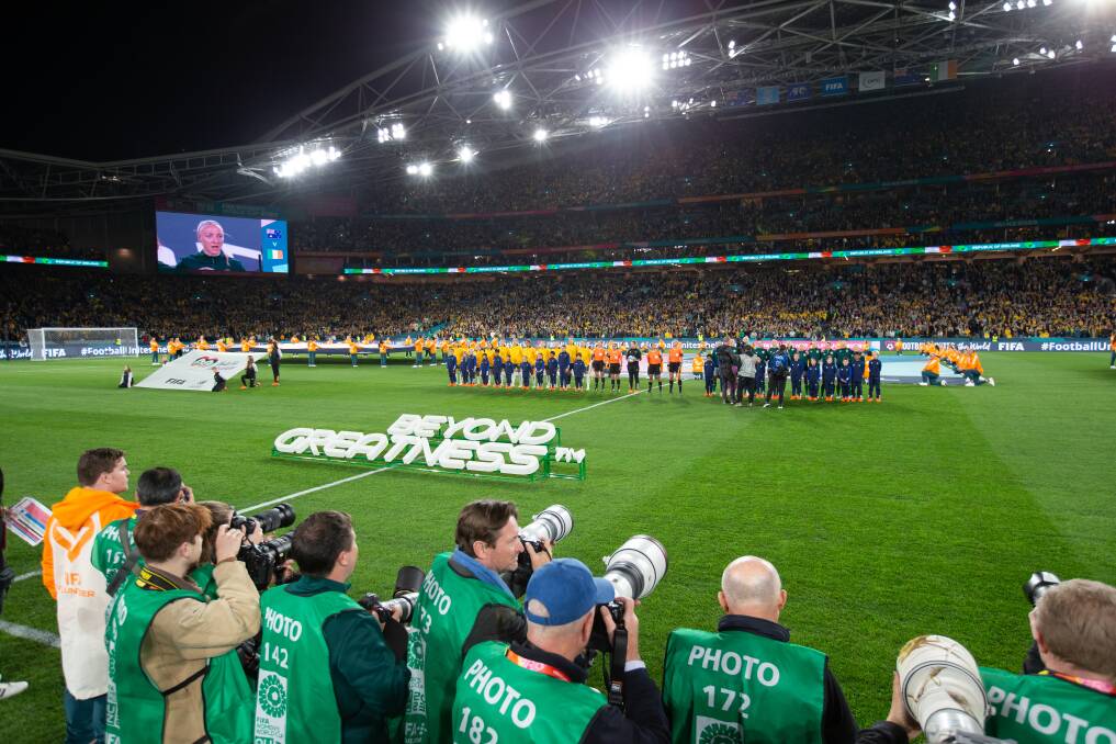 A sell-out crowd of 75,784 turned out at Stadium Australia to watch the Matildas play Republic of Ireland on Thursday night. Picture by Anna Warr