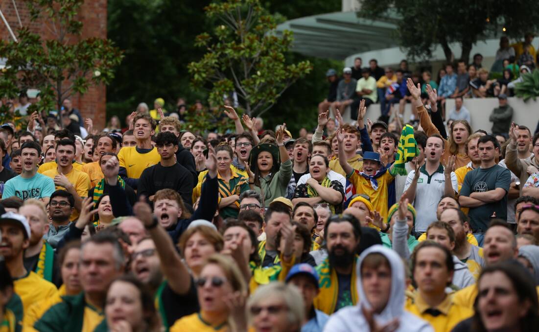 Wheeler Place was packed on Sunday morning as hordes of Novocastrians turned out to watch the Socceroos' round of 16 World Cup clash with Argentina. Picture by Jonathan Carroll