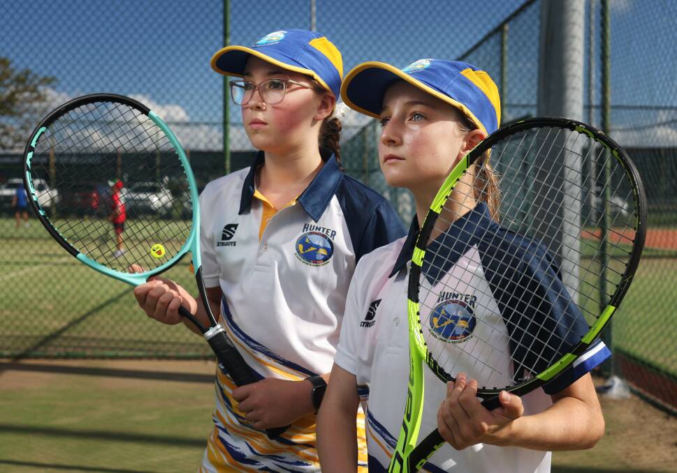 Hunter players in action at the NSW PSSA tennis titles at Broadmeadow on May 15. Pictures by Simone De Peak