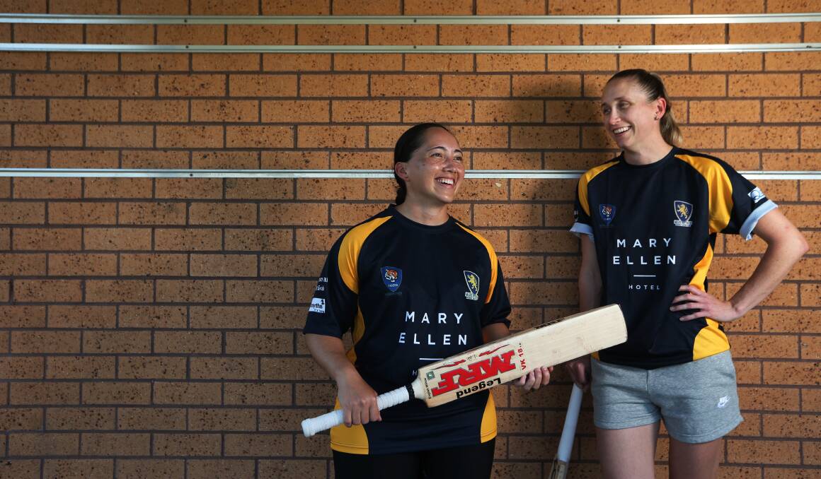 MILESTONE MOMENT: Aimee Slocombe, left, and Cassandra Koppen will play for Merewether's history-making team in the Newcastle District Cricket Association Women's T20 League. Picture: Simone De Peak