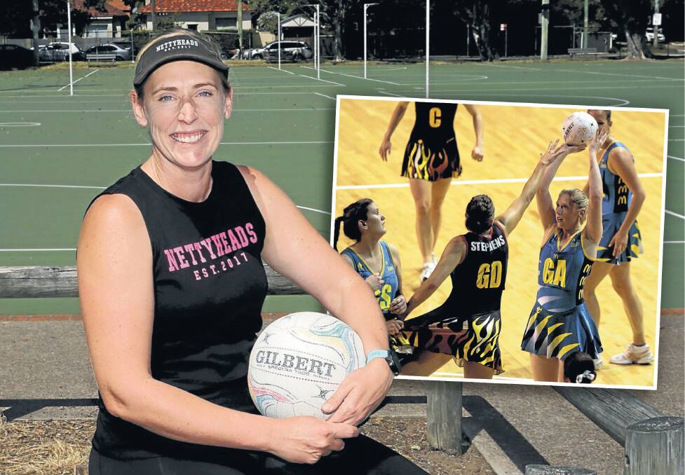 Player and coach Tiffany Gilmour would love to see an elite netball team back in Newcastle. Inset, Gilmour in action for the Hunter Jaegers in their last ever game at the Newcastle Entertainment Centre in 2007. Pictures by Peter Lorimer and Simone De Peak