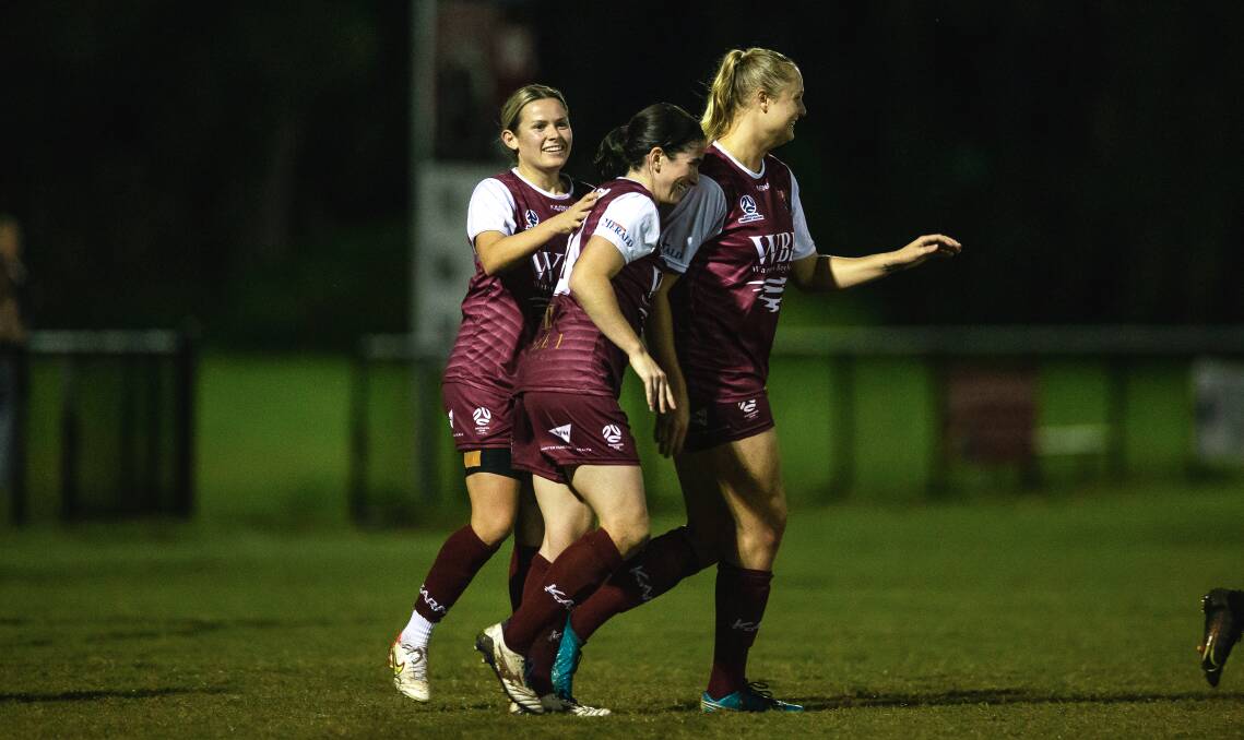 The Newcastle Jets will be hopeful the dominant form of Cassidy Davis (left), Lauren Allan (middle) and Tara Andrews (right) for Warners Bay this year translates to ALW. Picture by Marina Neil