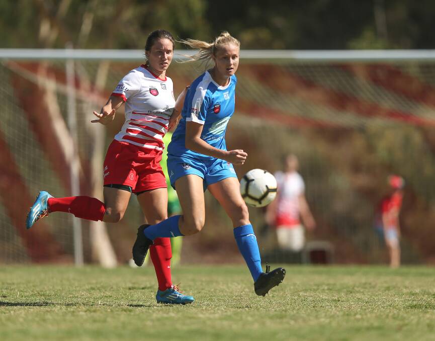ON TARGET: Tara Andrews, pictured in the opening round, added another four goals to her season tally in Herald Women's Premier League round three on Sunday. Picture: Marina Neil