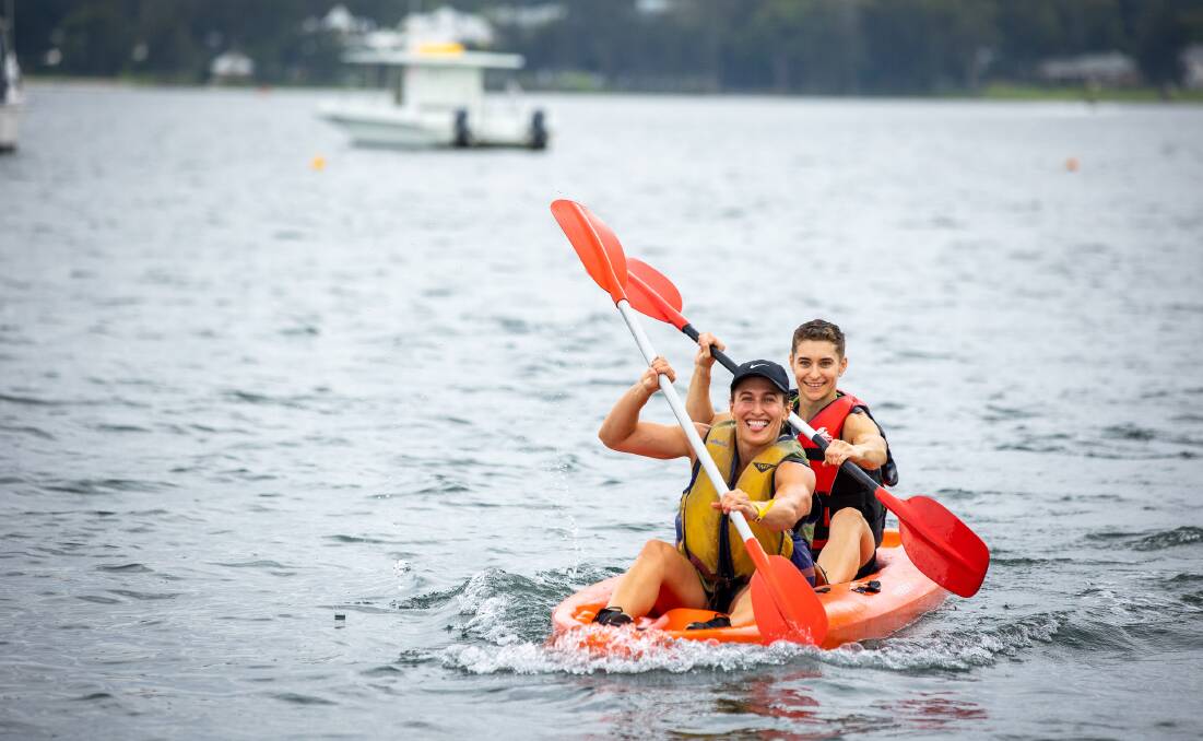 Participants hit the water during a previous Max Adventure Race on Lake Macquarie. Picture: Outer Image Collective