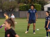 Leading striker Sarina Bolden has made a name for herself with a break-out season in Newcastle Jets colours. Picture by Jonathan Carroll