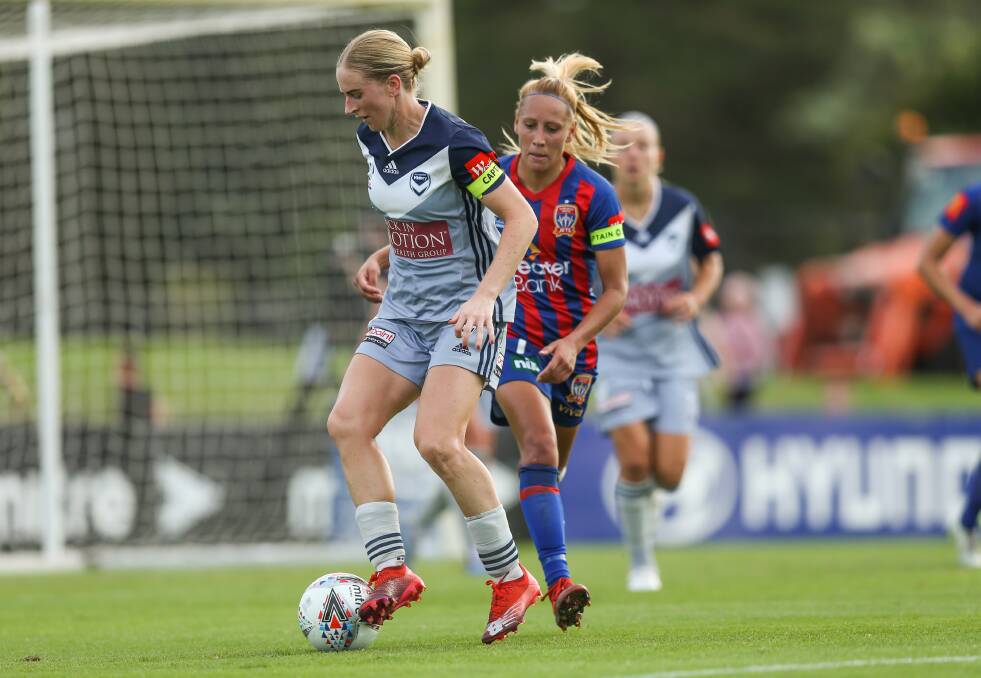 DOMINANT: Melbourne Victory's Natasha Dowie got on the scoresheet with a classy goal in a 7-0 rout of Newcastle at No.2 Sportsground on Sunday. Picture: Marina Neil