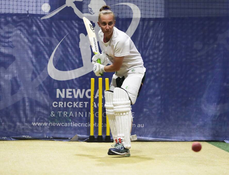 GOOD FORM: Newcastle Blasters vice-captain Emma-Jayne Howe gets in some batting training at Wickham on the weekend ahead of the Regional Big Bash finals on Monday. Picture: Peter Lorimer
