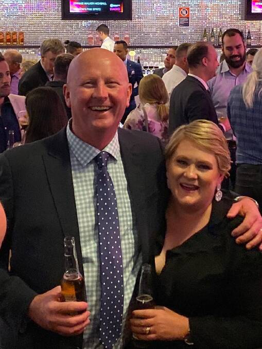 Armatree Hotel publicans Ash and Lib Walker celebrate winning the Best Bush Pub title at the AHA NSW Awards for Excellence on Tuesday night. Photo contributed.