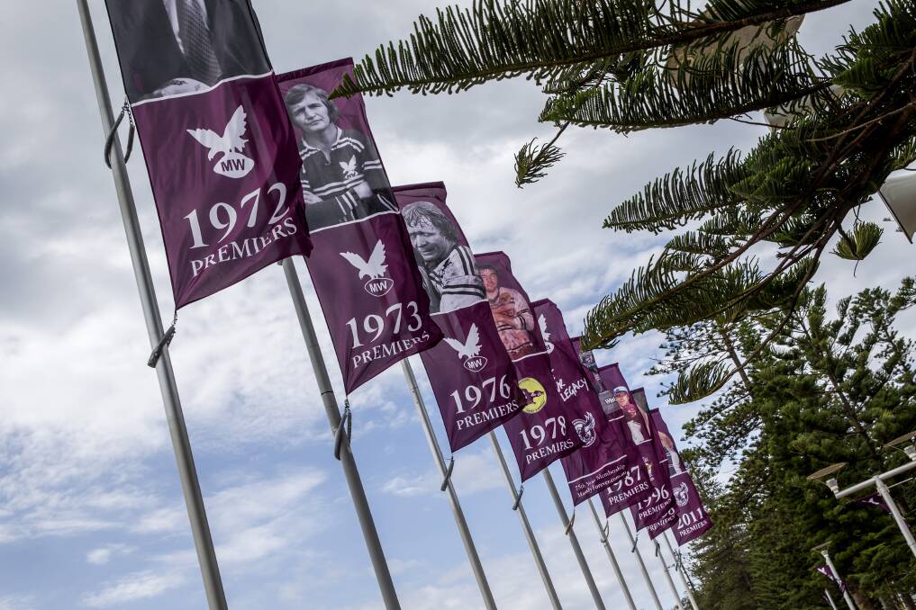 MEMORIES: Flying the flags fr the Sea-Eagles. Picture: Geoff Jones