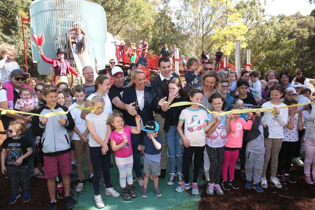 Launch: Crowds gather to open the new adventure playground at Richley Reserve.