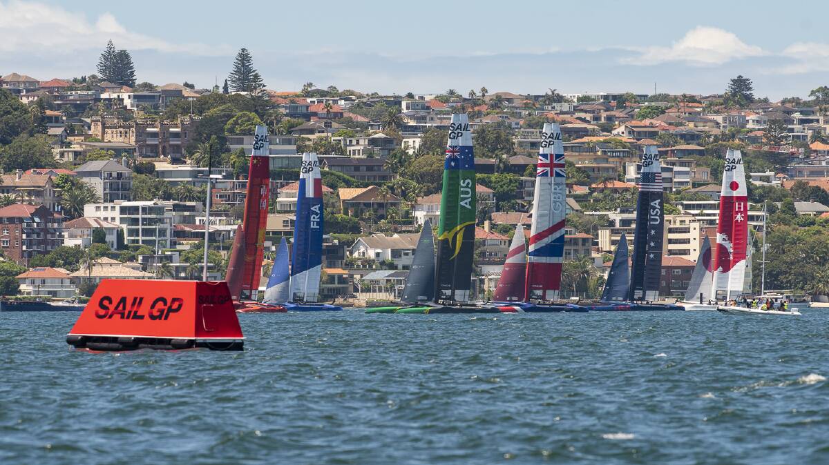 RUSH HOUR The SailGP F50s test their systems on Sydney Harbour.