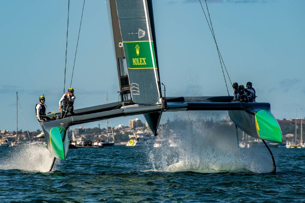 RARING: The Australia SailGP Team prepare for action ahead of the season two opener on Sydney Harbour.