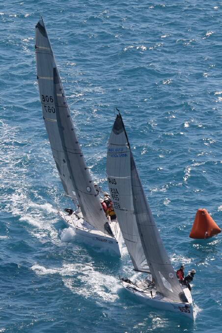 RELEASE THE KRAKEN: Lake Macquarie boat Kraken (front right) sailing at Airlie beach Race Week. Picture: SHIRLEY WODSON