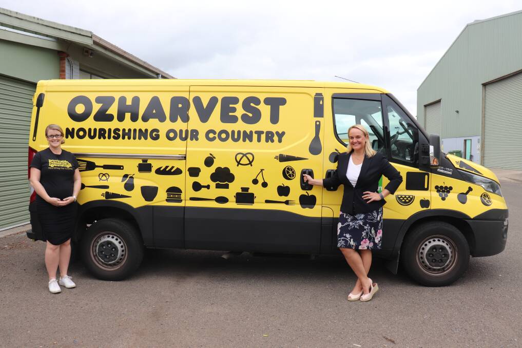 FUNDING BOOST: OzHarvest Newcastle manager Nicki Lembcke and lord mayor Nuatali Nelmes announcing the City of Newcastle's community-sector grants. 