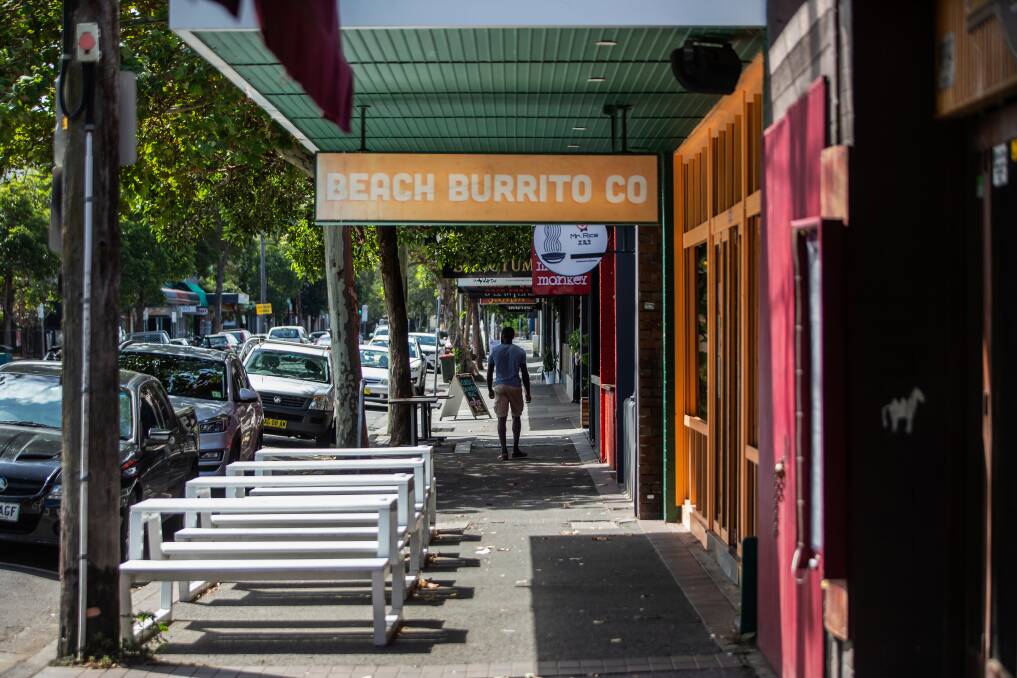 SHUT DOWN: The once busy hospitality strip along Darby Street in Cooks Hill on Monday. Picture: Marina Neil