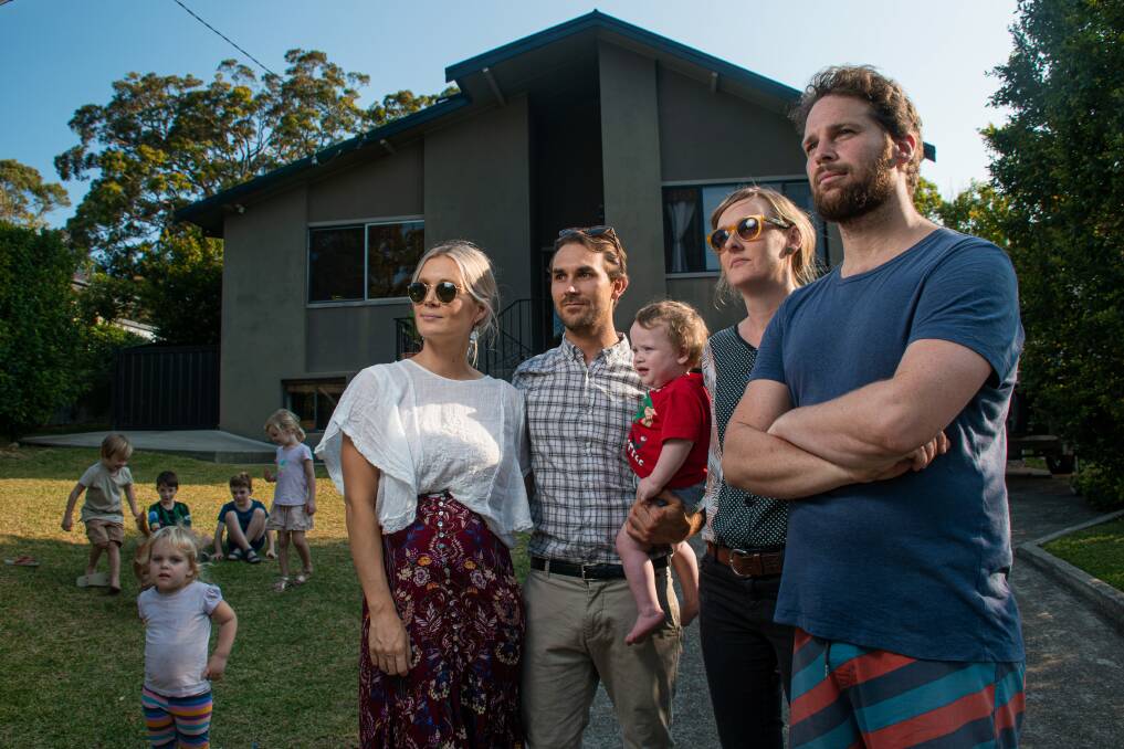 CONCERNED: Brad White, second from the left, with partner Alana O'Hearn, left, and fellow Charlestown residents Kaleb and Bec in Kaleen Street, which more than 70 residents say will be negatively impacted by the proposed unit complex. Photo: Simon McCarthy