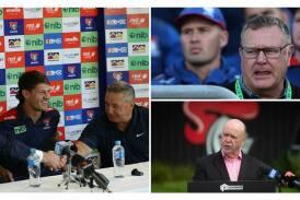 From left, Kalyn Ponga with his father and manager, Andre, top right, Blake Cannavo, bottom right, Philip Gardner. Pictures Jonathan Carroll, Getty Images