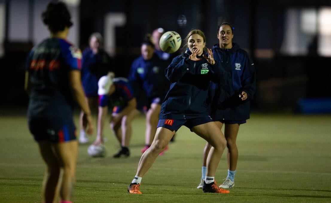 Hannah Southwell at Knights training in recent weeks. Picture: Marina Neil