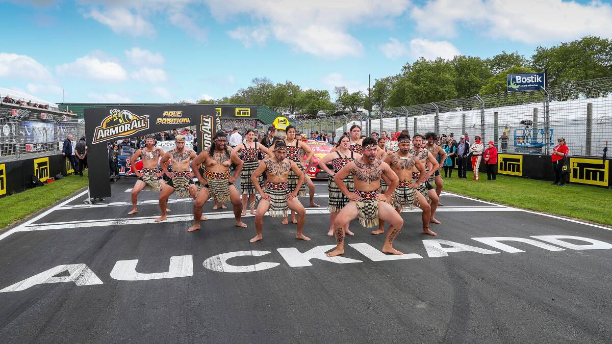 HAKA: A traditional Maori start to Race 29 of the 2018 Virgin Australia Supercars Championship in Auckland, New Zealand. Picture: AAP/David Rowland