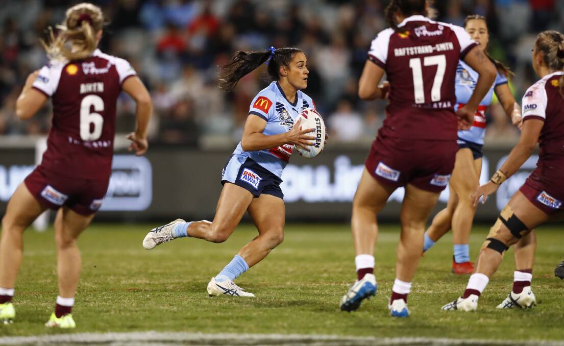 Yasmin Clydsdale playing for NSW in the Women's Origin match in Canberra last year. The 29-year-old has signed a three-year deal with the Knights. Picture by Keegan Carroll