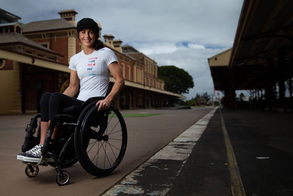 AMBASSADOR: Lauren Parker at The Station last year for the launch of the City of Newcastle Paratriathlon. Picture: Marina Neil