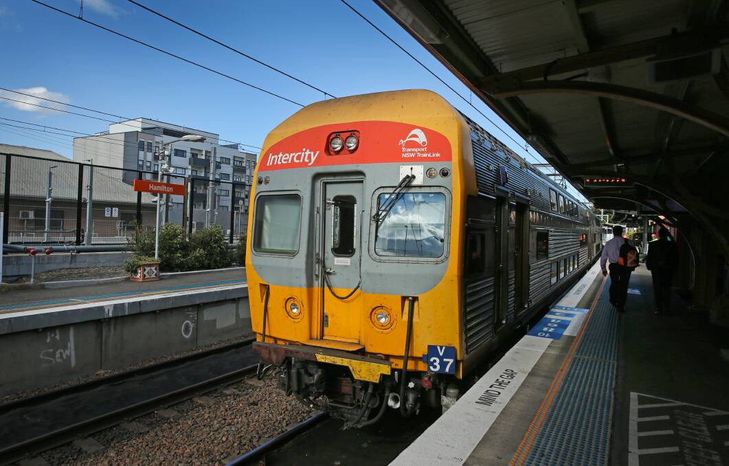 RUNNING: A train on the Newcastle and Central Coast line. Picture: Marina Neil