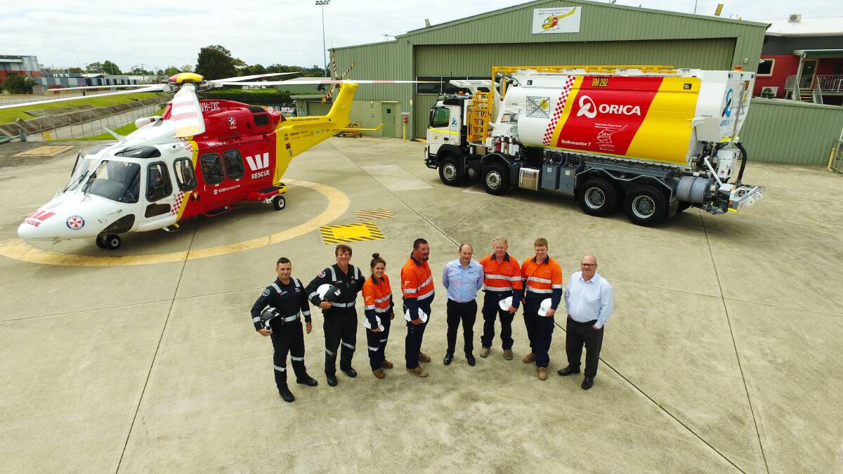 MATCHING PAIR: The Westpac Rescue Helicopter and the Orica truck.  