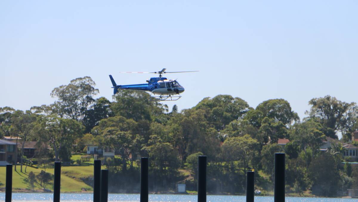 TESTS: A helicopter during noise testing for the helipad. 