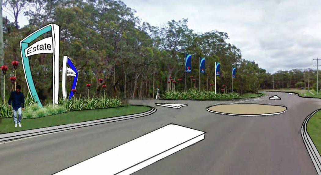 PLANS: An artist's sketch of the proposed roundabout on Myall Road, which will enable access to Landcom's housing estate adjacent Garden Suburb Recreation Area. 
