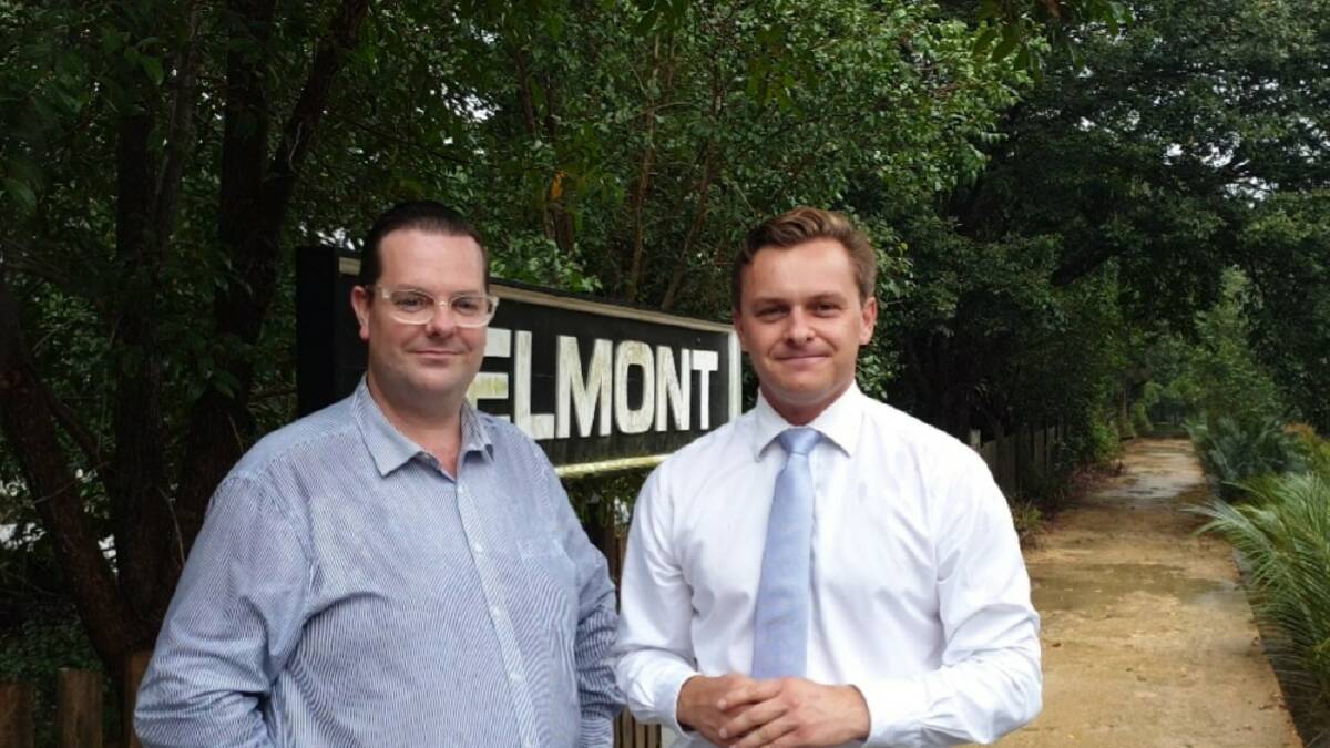 ANNOUNCEMENT: Lake Macquarie councillor Kevin Baker and Liberal MLC Taylor Martin at Belmont. 