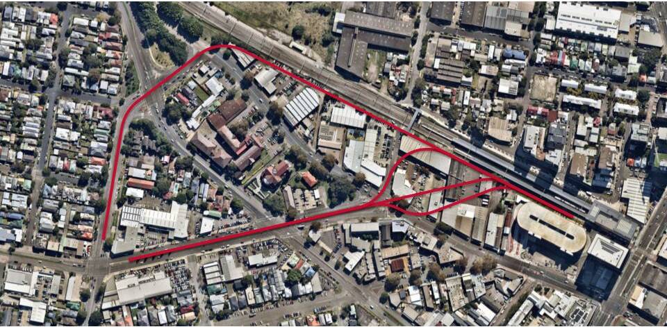 INVESTIGATION: The leaked Transport for NSW map of possible light rail routes out onto Tudor Street. 
