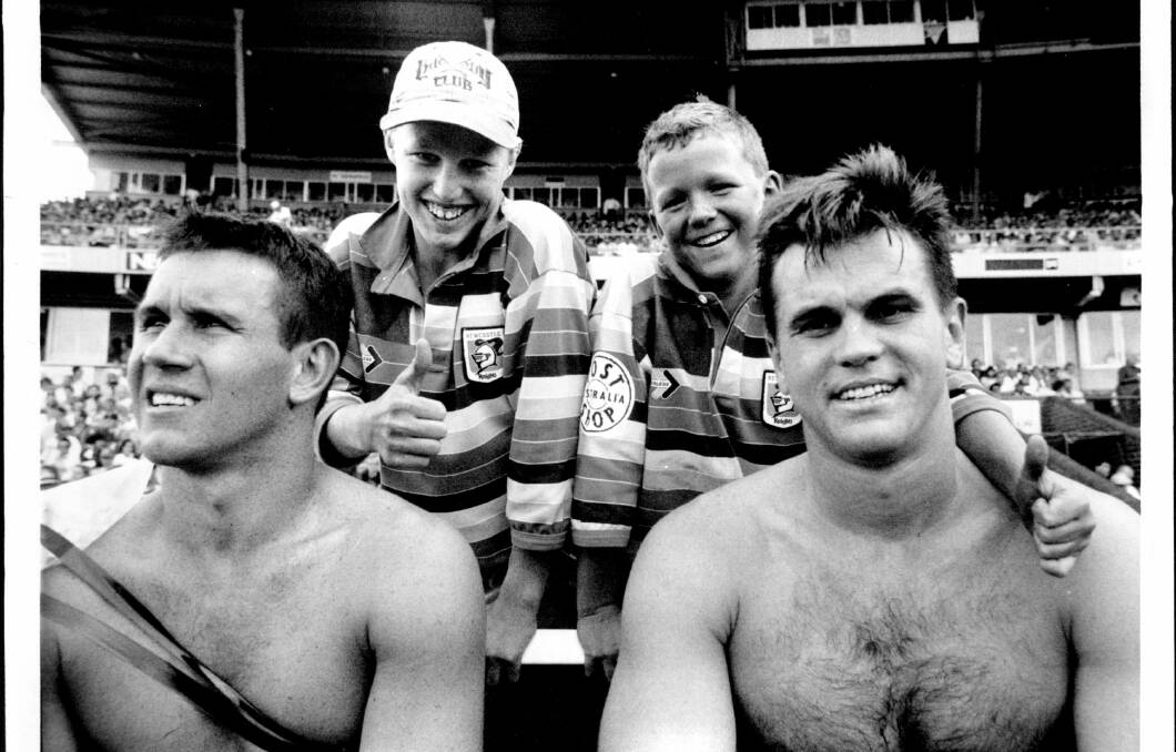 THIS COULD BE YOU: A young Brett Finch with Matthew Johns and Paul Harragon.