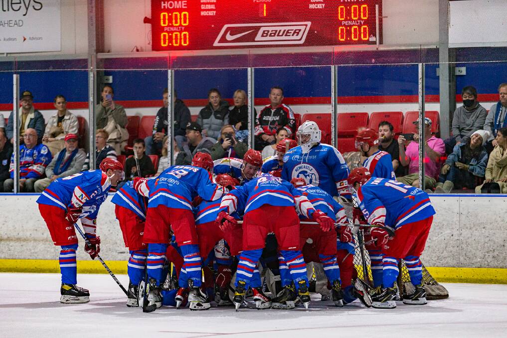 GAME ON: The Newcastle Northstars in a huddle. Picture: AK Hockey Shots