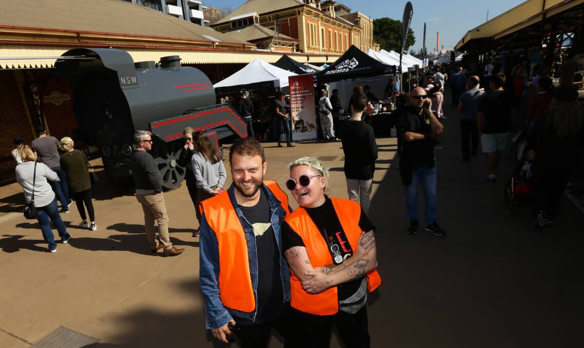 SUCCESS: Dylan Weir and Kate Jones at the inaugural Newcastle Vegan Market. Picture: Jonathan Carroll