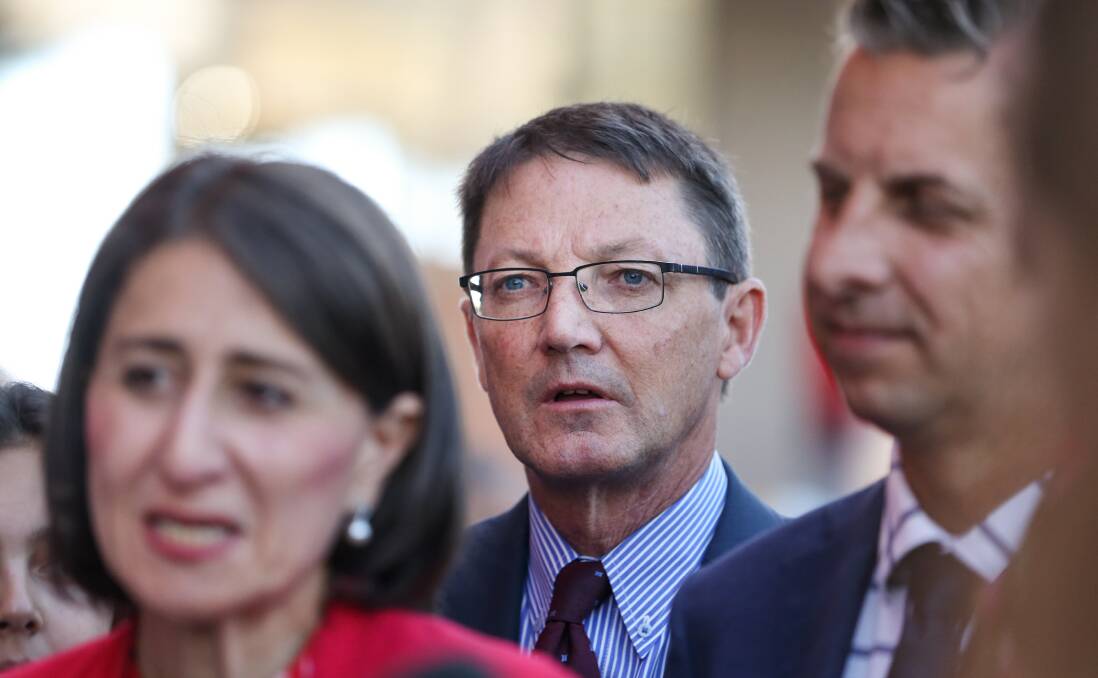LAUNCH: Scot MacDonald with Gladys Berejiklian and Andrew Constance. Picture: Marina Neil