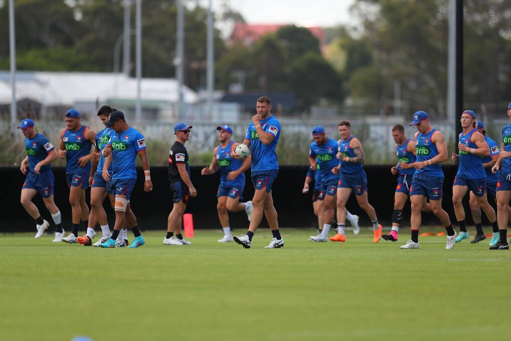 Newcastle players at training last week. Picture Max Mason-Hubers