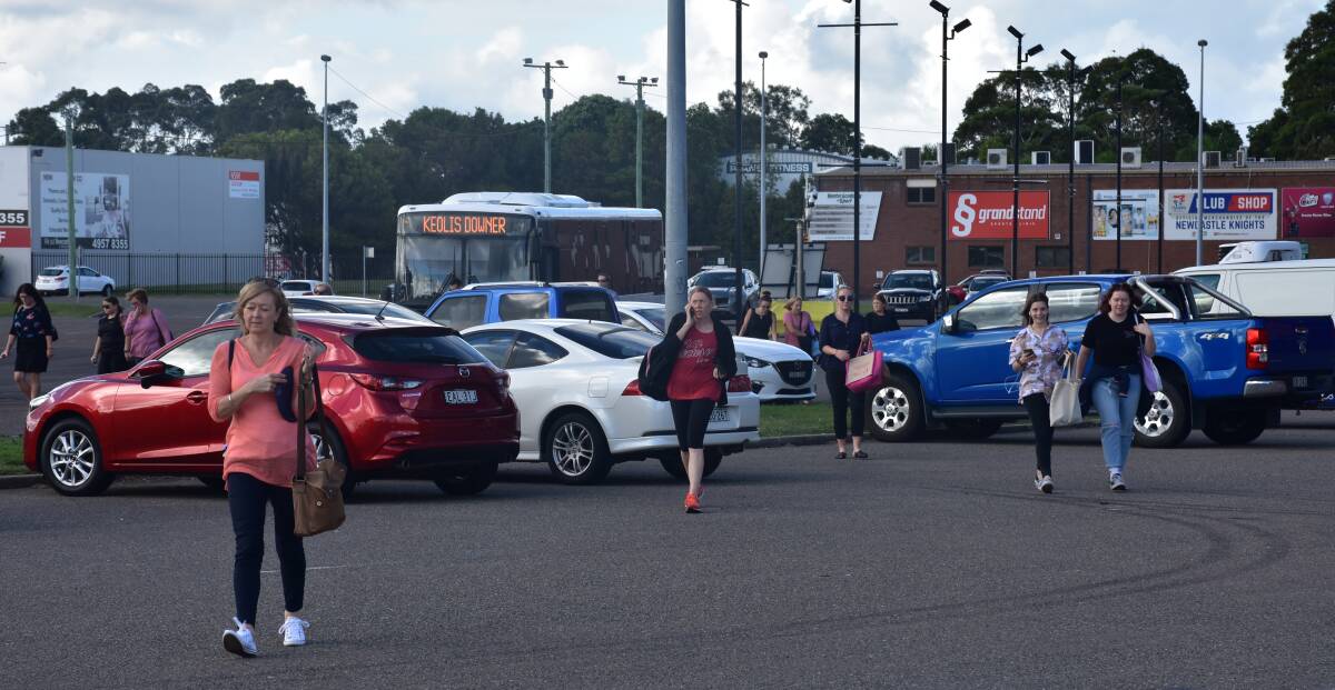 PATRONAGE: Commuters after hopping of the park-and-ride bus last week. Picture: Max McKinney