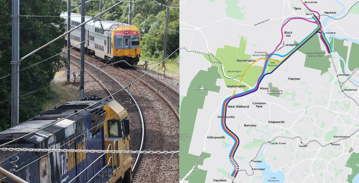 PLANS: The four shortlisted alignments for the Lower Hunter Freight Corridor. 