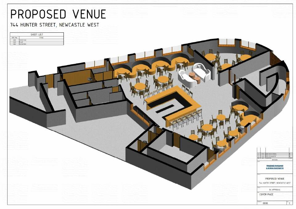 PLANS: An artist's impression of the proposed Bar Mellow venue layout inside Bank Corner. The heritage-listed building in Newcastle West operated as a bank for decades but has been used as office space in recent years. 