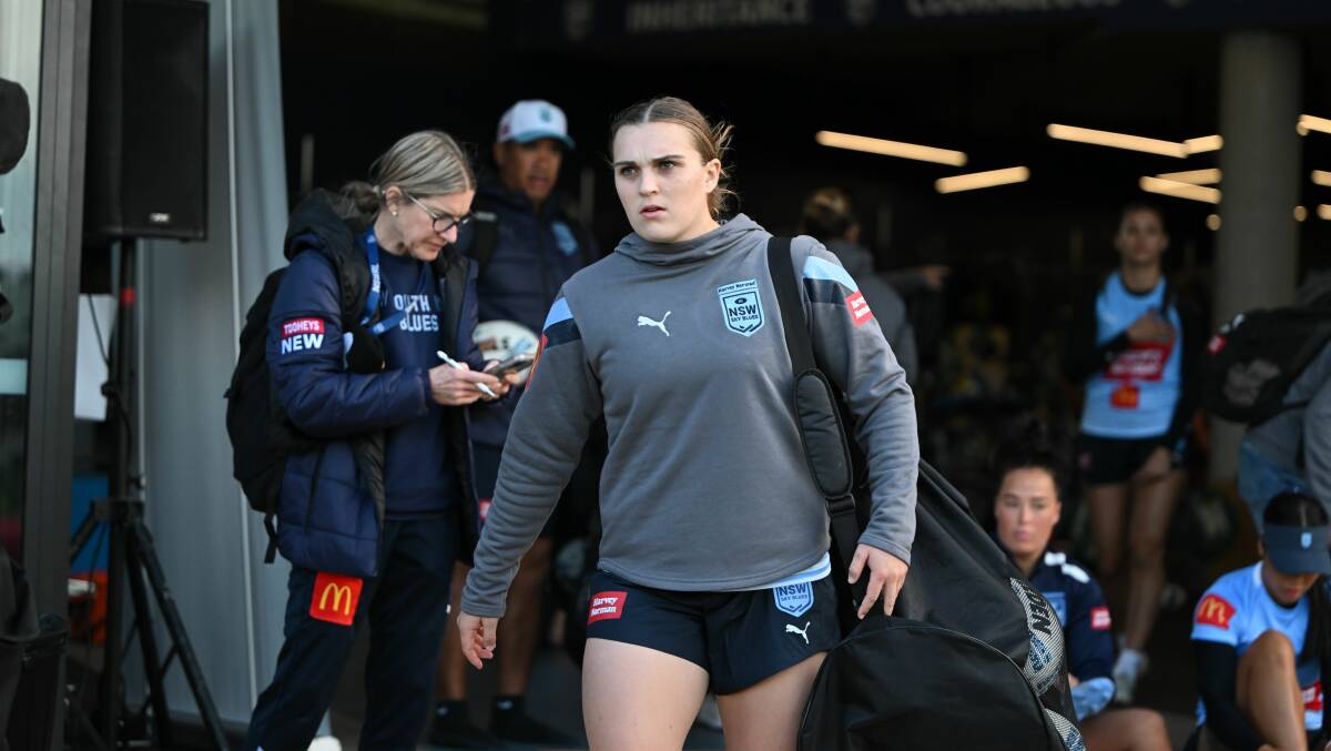 Jesse Southwell in NSW camp this week. The 18-year-old make her Origin debut for the Sky Blues at CommBank Stadium in Parramatta tonight. Picture NRL Images 