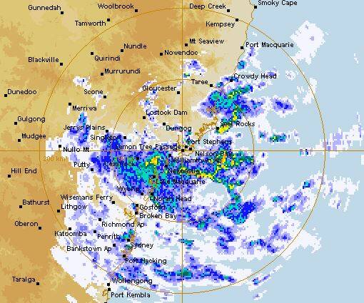 COMING DOWN: A rain radar image of the Hunter from 8.55am on Saturday. 