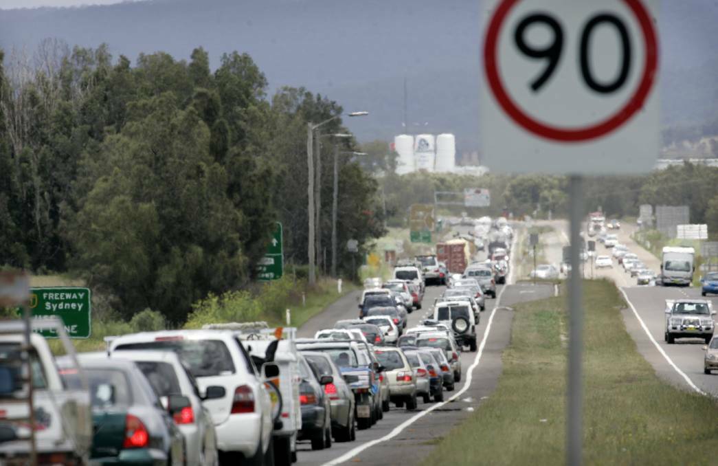 CONGESTION: Holiday traffic along the Pacific Highway at Heatherbrae. 