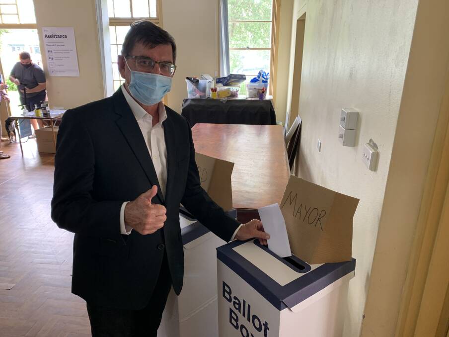 'UNDERDOG': John Church voting in Cooks Hill on Saturday morning. Picture: Supplied
