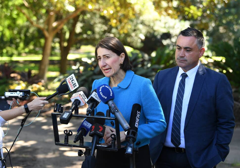 REVEAL: NSW Premier Gladys Berejiklian and NSW Deputy Premier John Barilaro on Sunday. Picture: AAP/Joel Carrett