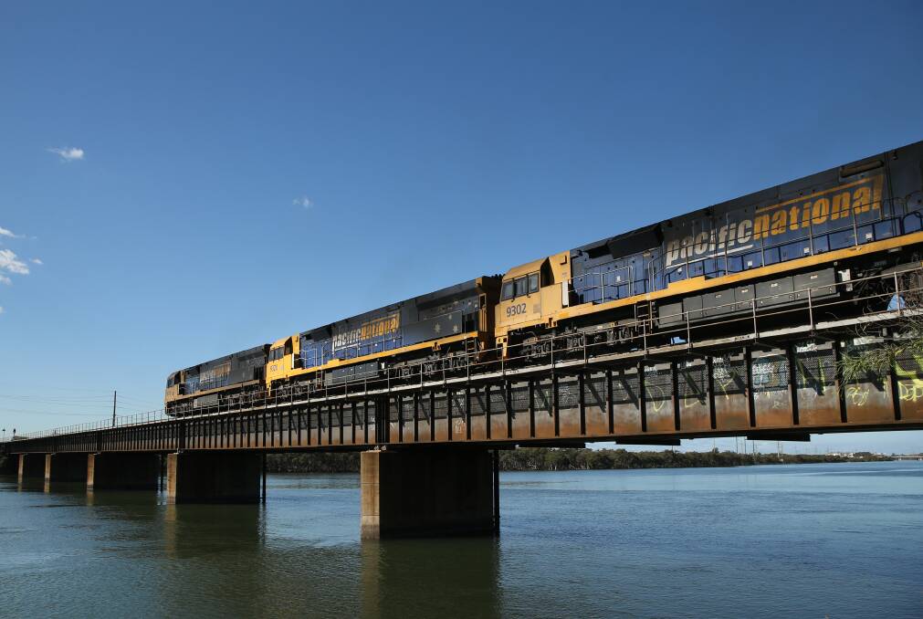 CROSSING: The existing bridge over the Hunter River on the Kooragang branch line. 