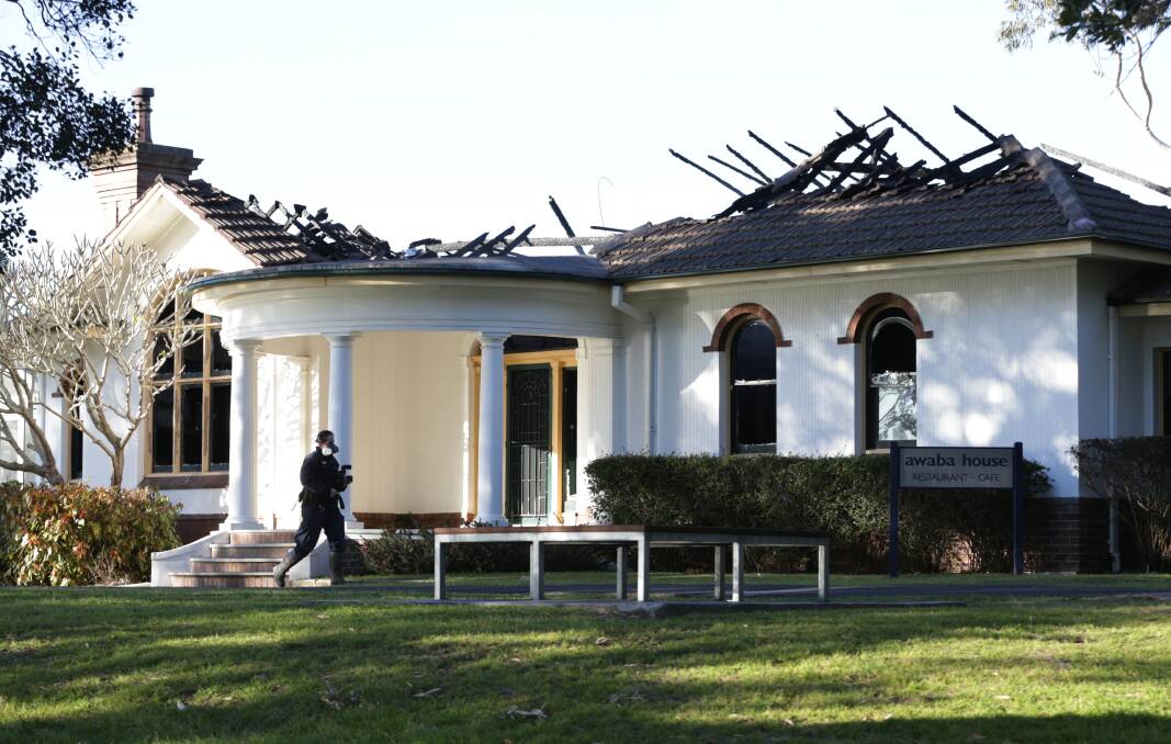DAMAGE: The aftermath of the Awaba House fire last August. Lake Macquarie City Council wants to hear from residents during planning of the site's restoration. Picture: Simone De Peak