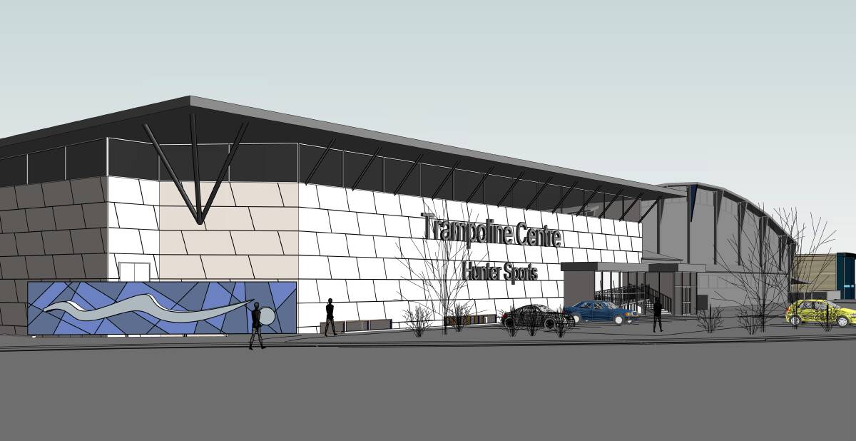 PLANS: A concept design showing the proposed Trampoline Centre of Excellence at the western end of the existing Hunter Sports Center building. 