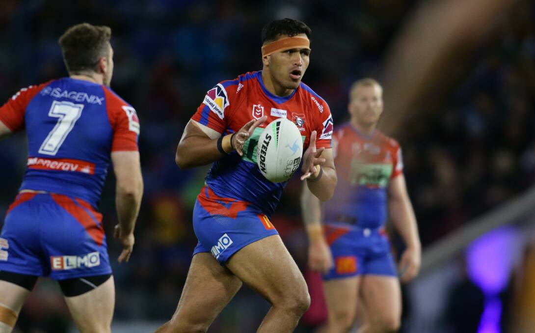 BACK FROM INJURY: Daniel Saifiti taking a run against the Gold Coast. Picture: Jonathan Carroll