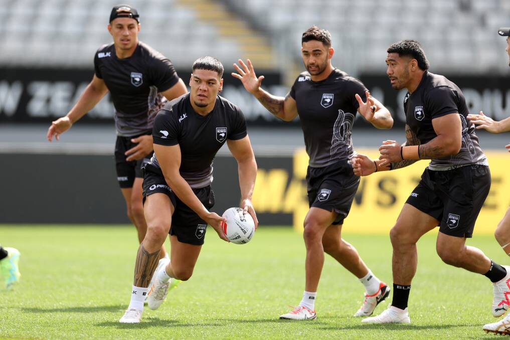 Leo Thompson at Kiwis training. Picture Getty Images