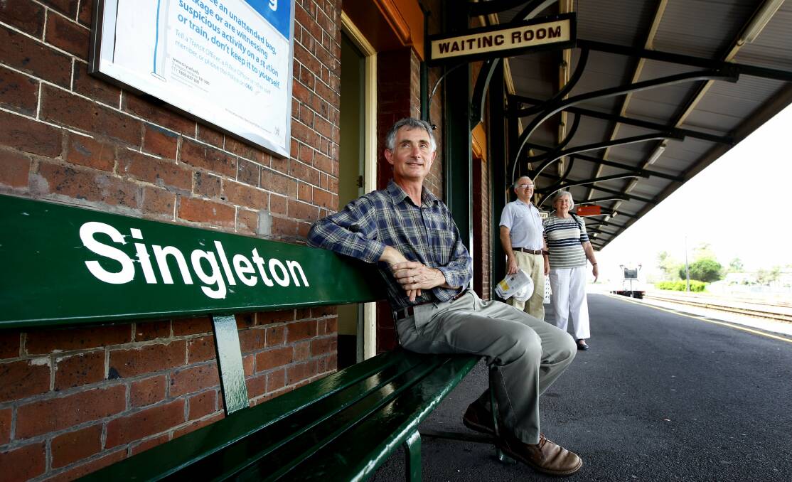 STILL WAITING: Martin Fallding with members of Two More Trains For Singleton in 2010.